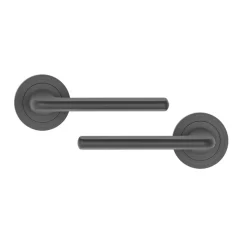 Poignées sur rosace à visser en aluminium effet titane GoodHome Arzh
