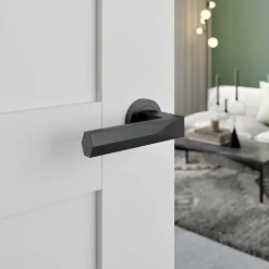 Poignées sur rosace à visser hexagonale en aluminium effet titane GoodHome Soaz