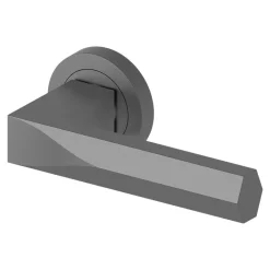 Poignées sur rosace à visser hexagonale en aluminium effet titane GoodHome Soaz
