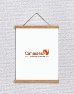 Porte affiche magnétique , bois de chêne - Suspension de poster en bois 41 cm