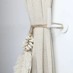 Porte embrasse moderne bois de hêtre blanc Ø11 cm L.50cm blanc Mobois - 2 pièces
