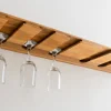 Porte-Verres à Vin en Bois Teck Huilé - Fixation Inclus - 18X200X600mm - Support Suspendu 5 Rangées