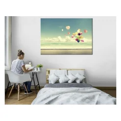 Poster intissé BALLONS sur la plage 140 x 95 cm - Affiche murale de qualité supérieure