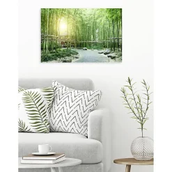 Poster intissé BAMBOUS VERTS paysage zen 90 x 60 cm - Décoration intérieure HD