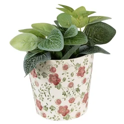 Pot de fleurs d'intérieur céramique beige 14x13cm