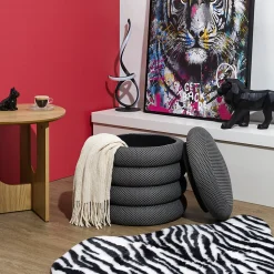Pouf 2 en 1 en tissu coloré Atome