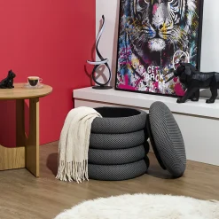 Pouf 2 en 1 en tissu coloré Atome