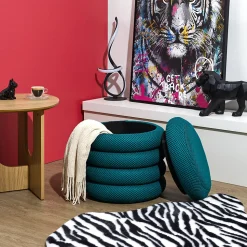 Pouf 2 en 1 en tissu coloré Atome