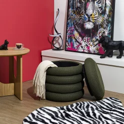 Pouf 2 en 1 en tissu coloré Atome