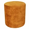 Pouf - Repose-pieds rond D. 32 cm en velours jaune moutarde - JOEL