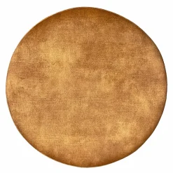 Pouf - Repose-pieds rond D. 32 cm en velours jaune moutarde - JOEL