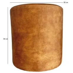 Pouf - Repose-pieds rond D. 32 cm en velours jaune moutarde - JOEL