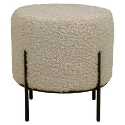 Pouf Alford en Peluche Gris-Brun avec Pieds Noirs - Élégance et Confort pour Votre Intérieur