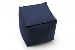 Pouf Annalaura, Pouf multifonctionnel, Fauteuil relaxant en tissu rembourré, 100% Made in Italy, 45x45h45 cm, Bleu