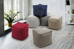 Pouf Aron, Pouf multifonctionnel, Fauteuil relaxant en tissu rembourré, 100% Made in Italy, 45x45h45 cm, Taupe