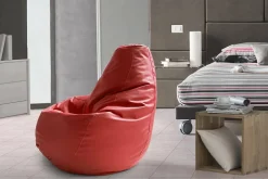 Pouf Asino, Pouf pouf, Pouf en simili cuir, 100% Made in Italy, 70x70h110 cm, Rouge
