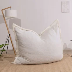 Pouf bouclette déhoussable BANANAIR 180 x 140 cm blanc