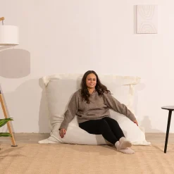 Pouf bouclette déhoussable BANANAIR 180 x 140 cm blanc