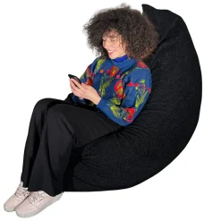 Pouf bouclette déhoussable BANANAIR 180 x 140 cm noir
