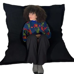 Pouf bouclette déhoussable BANANAIR 180 x 140 cm noir