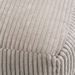 Pouf carré en tissu velours cotelé gris perle