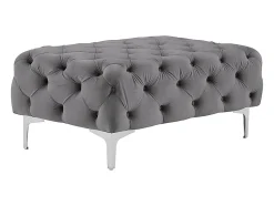 Pouf chesterfield en velours anthracite EDWINA