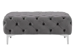Pouf chesterfield en velours anthracite EDWINA