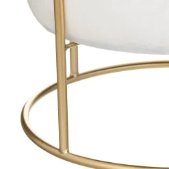 Pouf coffre de rangement Eliane - velours et métal - ivoire - Atmosphera