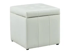 Pouf coffre de rangement SERAFINO en simili - Blanc
