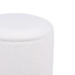 Pouf coffre JULIETTE tissu bouclette blanc