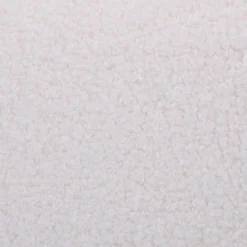 Pouf coffre JULIETTE tissu bouclette blanc & base bois foncé
