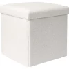Pouf coffre pliable en bouclette blanc