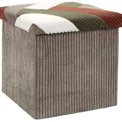 Pouf coffre pliable patchwork côtelé Scott