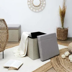Pouf coffre pliable tressage Mirage