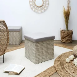 Pouf coffre pliable tressage Mirage