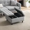 Pouf de Rangement - Banc Coffre Carré avec Grande Capacité de Stockage et Assise Confortable en Tissu, 75x75x41 cm - Gris