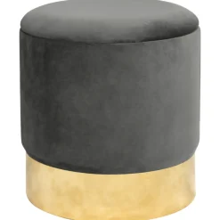 Pouf de Rangement avec Couvercle AKORD GOLDEN velour colour Gris Graphite hauteur 40 cm