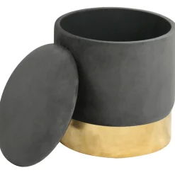 Pouf de Rangement avec Couvercle AKORD GOLDEN velour colour Gris Graphite hauteur 40 cm