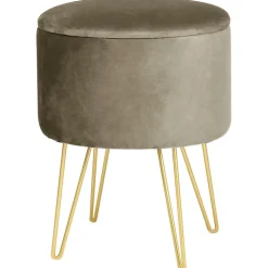 Pouf de Rangement avec Couvercle AKORD LILI velour colour Beige hauteur 45 cm