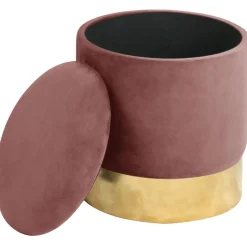 Pouf de Rangement avec Couvercle AKORD GOLDEN velour colour Rose hauteur 40 cm