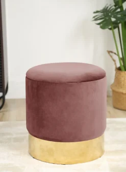 Pouf de Rangement avec Couvercle AKORD GOLDEN velour colour Rose hauteur 40 cm