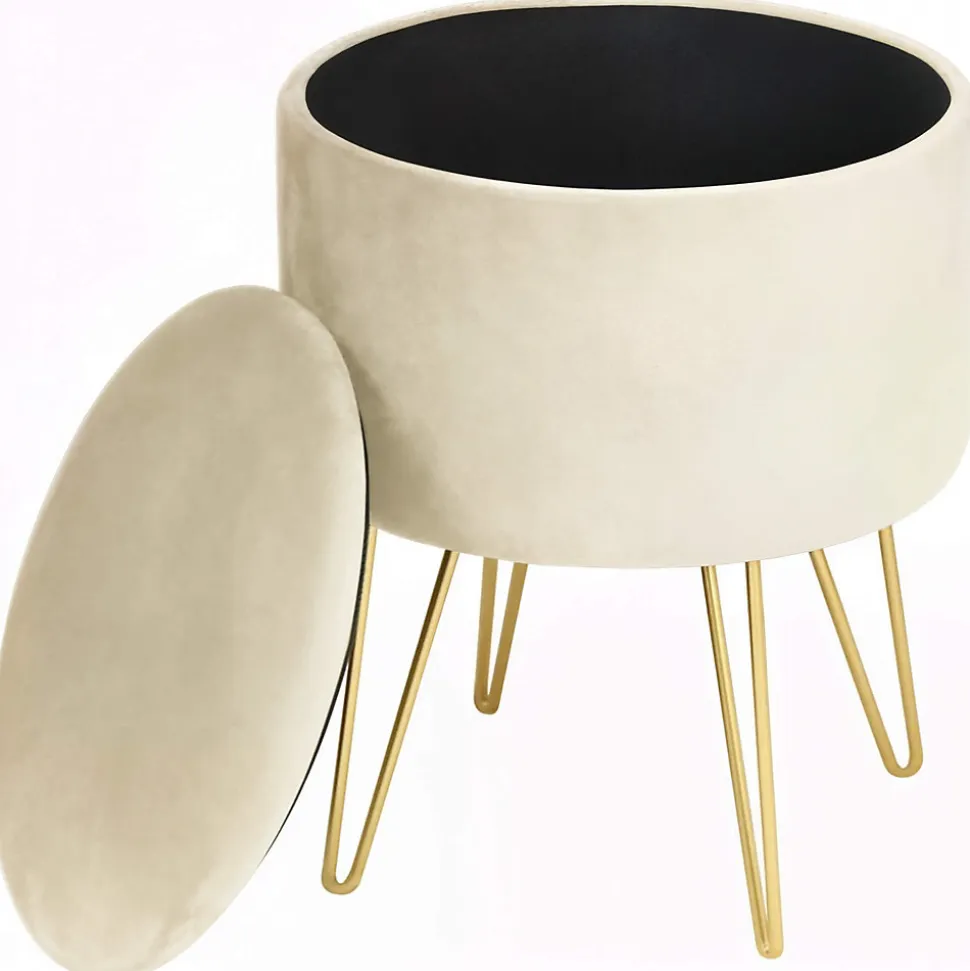 Pouf de Rangement avec Couvercle AKORD LILI velour colour Cachemire hauteur 45 cm