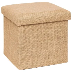 Pouf de rangement Mix 'n' Modul en toile de jute 31x31cm - Beige- 5five