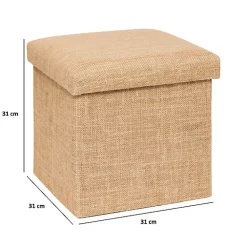Pouf de rangement Mix 'n' Modul en toile de jute 31x31cm - Beige- 5five