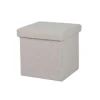 Pouf de rangement pliable Kube revêtement bouclette - Blanc crème