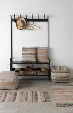 Pouf en coton beige 45x45x35 cm