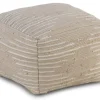 Pouf en coton couleur beige 45x45x35 cm