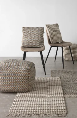 Pouf en coton et jute naturel 45x45x35 cm