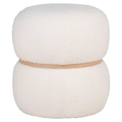 Pouf en peluche Milford - Confort et style, blanc, Diam.38x41 cm