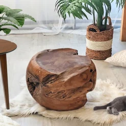 Pouf en racine de teck massif, Wanda collection
